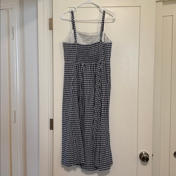 Gap Gingham Midi Dress | Size 10 | Navy & White | Smocked Bodice - Picture 2 of 4
